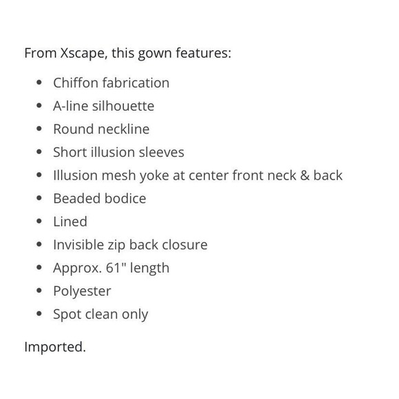 Xscape Navy Blue Embellished Chiffon Ball Gown Dress Wedding Mother Size 14 NWT - Picture 12 of 13